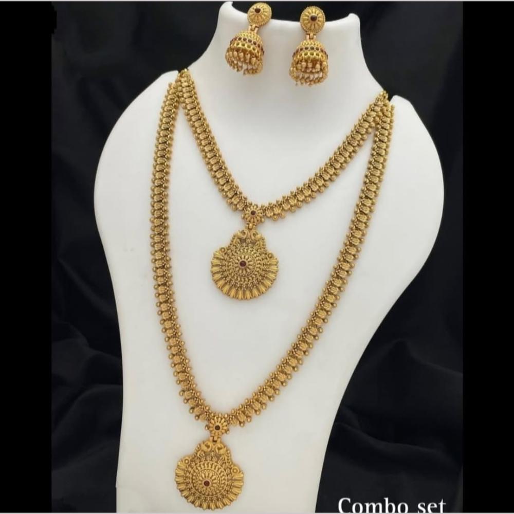 Joyful Jewel Art Matte Gold Plated Pota Stone Necklace Combo