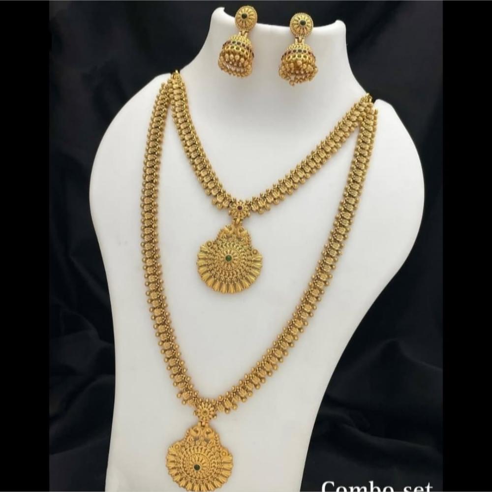 Joyful Jewel Art Matte Gold Plated Pota Stone Necklace Combo