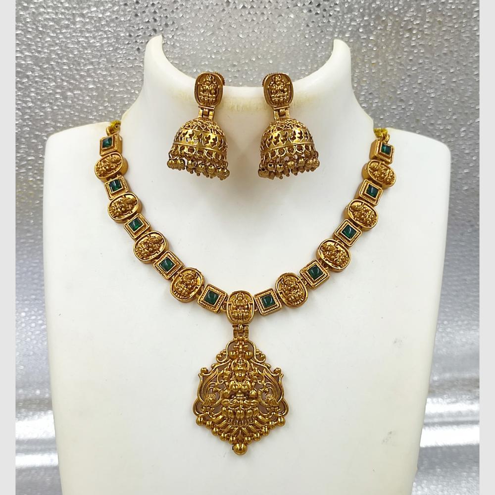Joyful Jewel Art Matte Gold Plated Pota And Temple Necklace Set