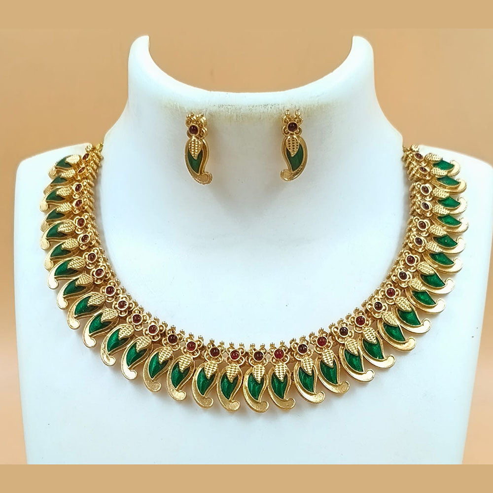 Joyful Jewel Art Matte Gold Plated Pota Stone Necklace Set