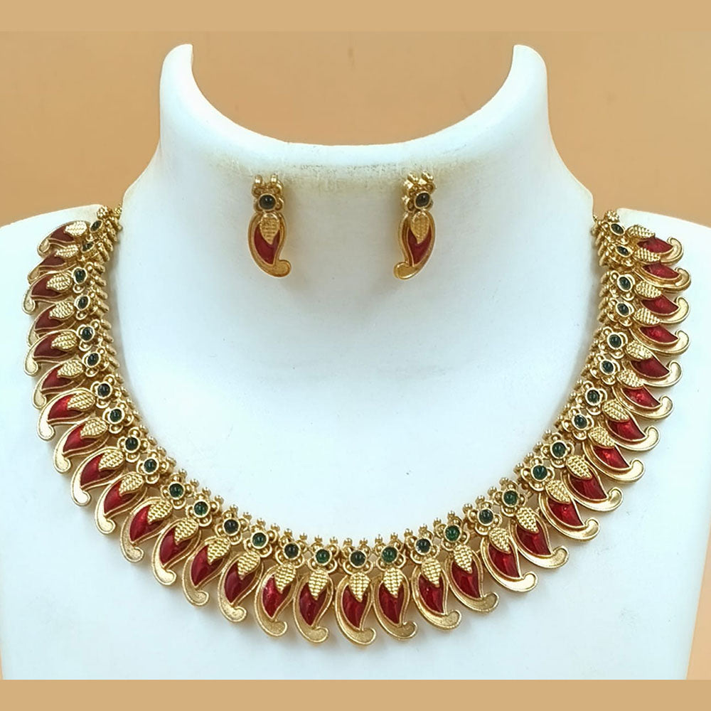 Joyful Jewel Art Matte Gold Plated Pota Stone Necklace Set