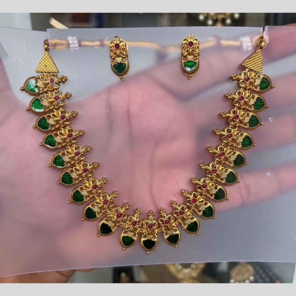 Joyful Jewel Art Matte Gold Plated Pota Stone Necklace Set