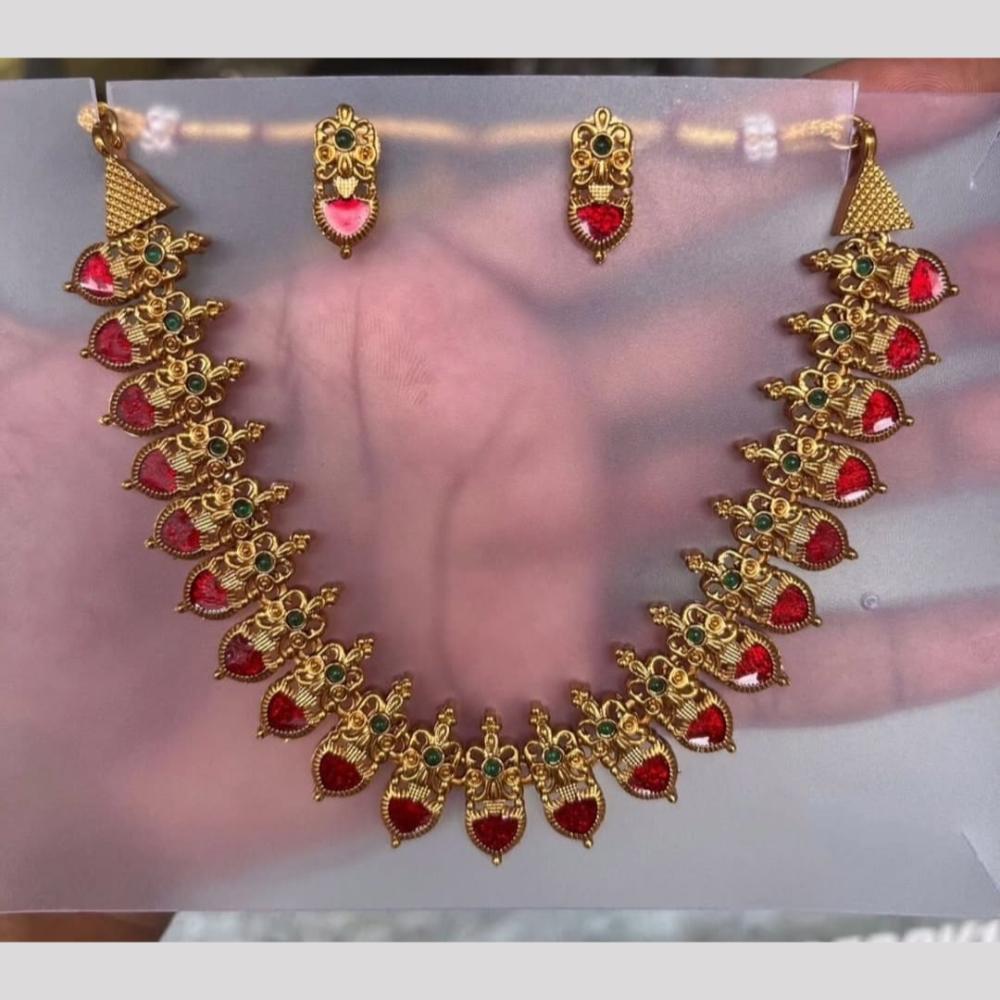 Joyful Jewel Art Matte Gold Plated Pota Stone Necklace Set