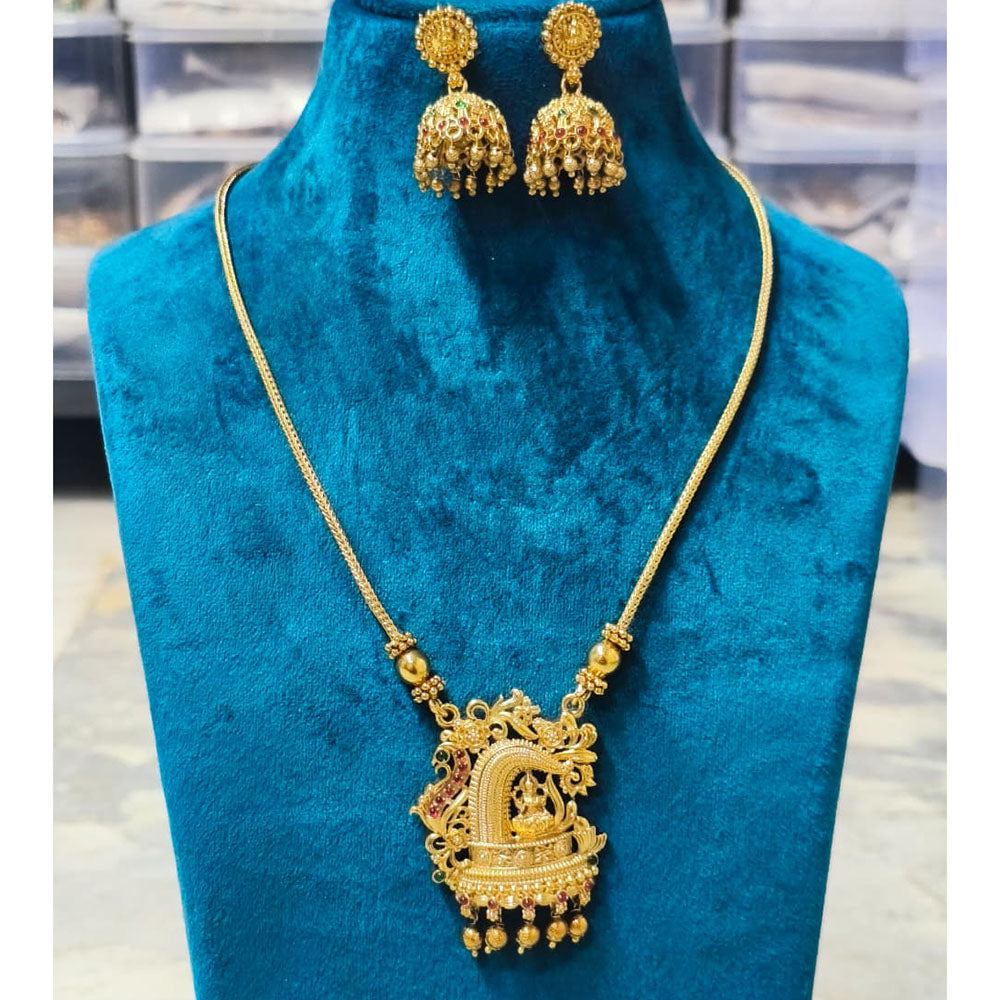 Joyful Jewel Art Matte Royal Pota Stone And Pearl Temple Necklace Set