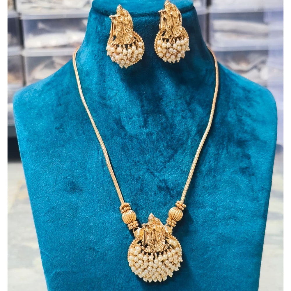 Joyful Jewel Art Matte Royal Pearl Temple Necklace Set