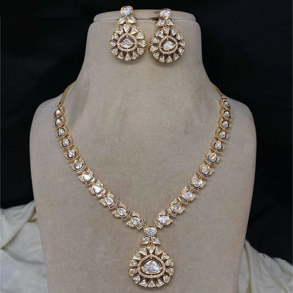 Amoliya Jewels Gold Plated Kundan Stone Necklace Set – JewelEMarket