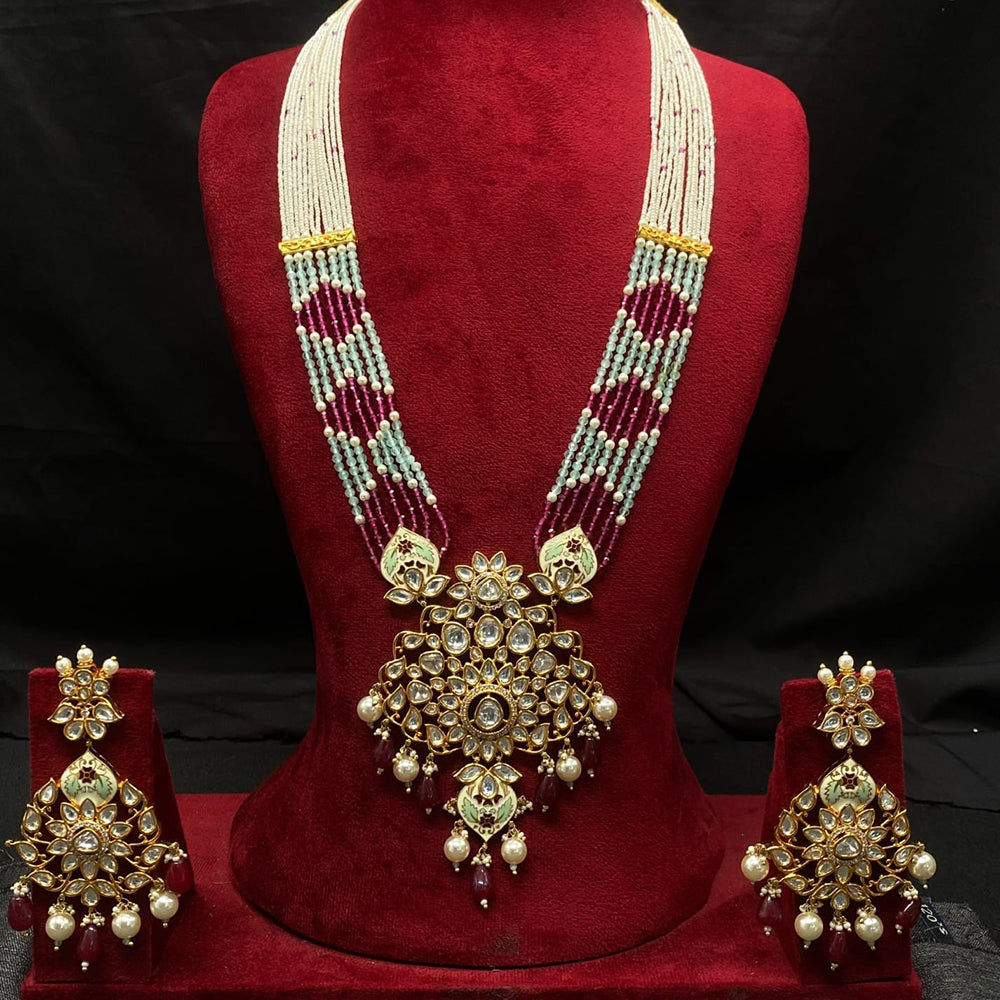 Amoliya Jewels Gold Plated Polki Kundan And Pearls Necklace Set