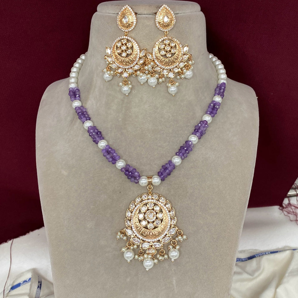 Amoliya Jewels Gold Plated Polki Kundan And Pearls Necklace Set
