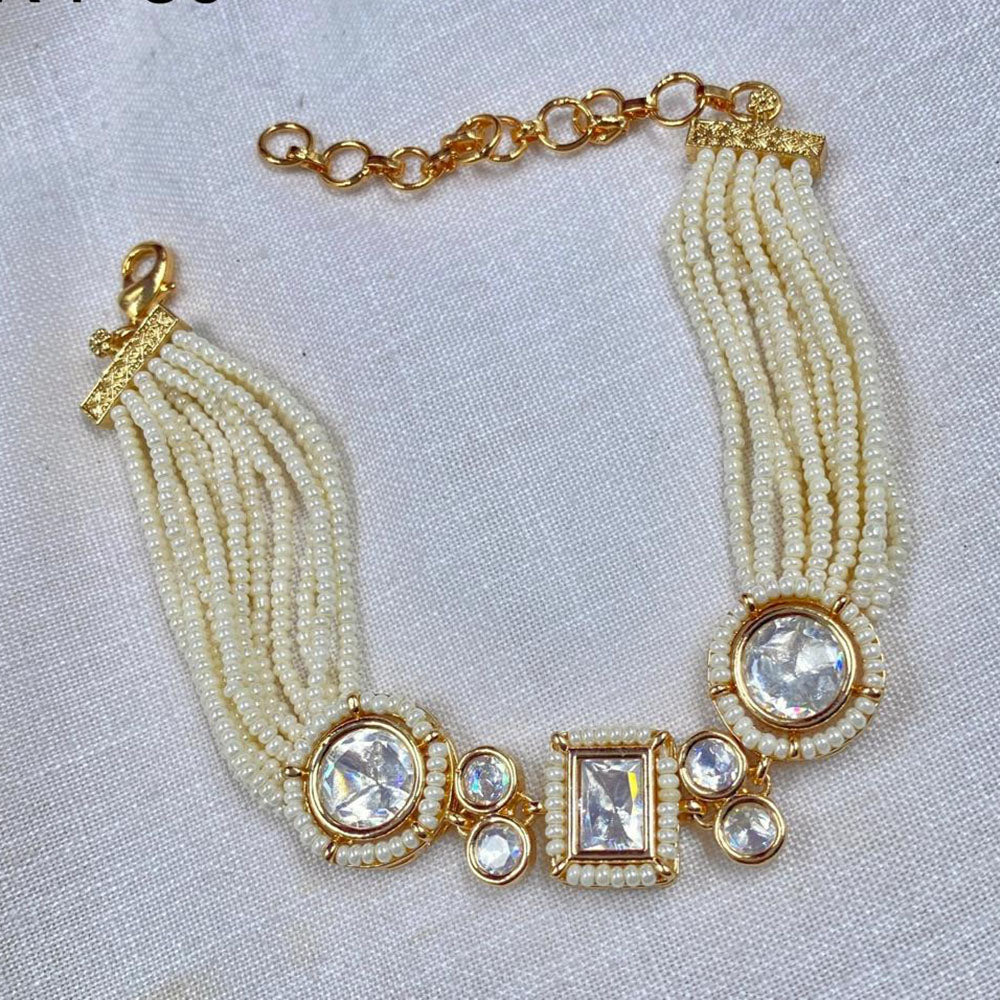 Amoliya Jewels Gold Plated Polki Kundan Stone And Pearls Choker Necklace Set