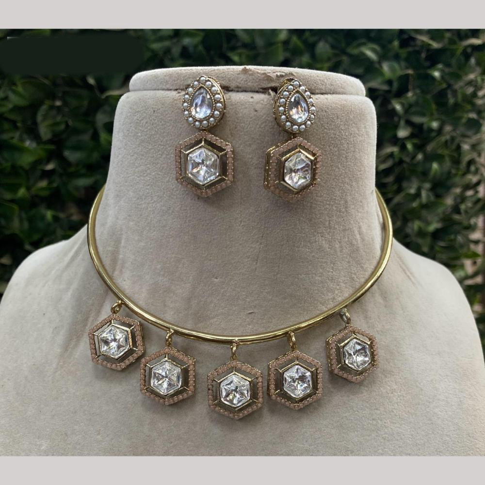Amoliya Jewels Gold Plated Kundan Stone Necklace Set