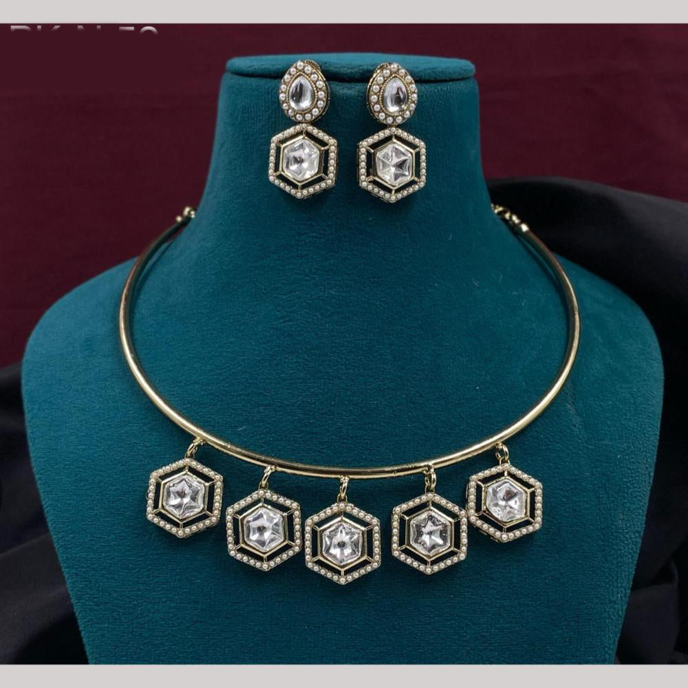 Amoliya Jewels Gold Plated Kundan Stone Necklace Set