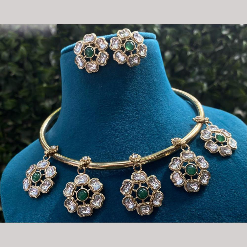 Amoliya Jewels Gold Plated Kundan Stone Necklace Set