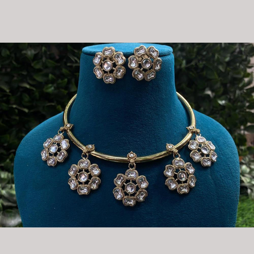 Amoliya Jewels Gold Plated Kundan Stone Necklace Set