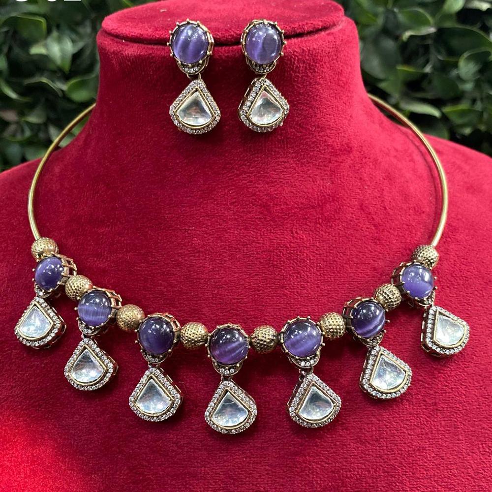 Amoliya Jewels Gold Plated Kundan Stone Necklace Set