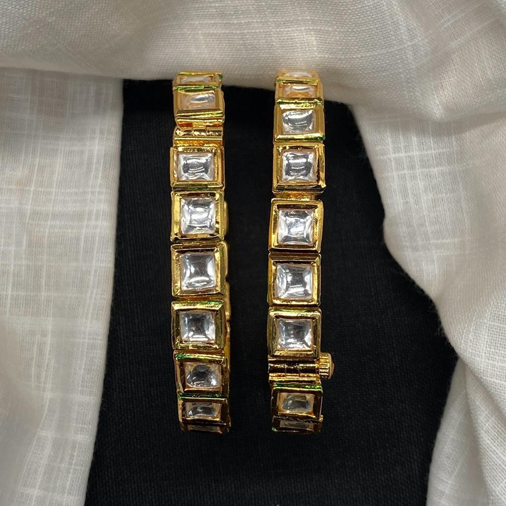 Amoliya Jewels Gold Plated Kundan Stone Openable Bangles Set