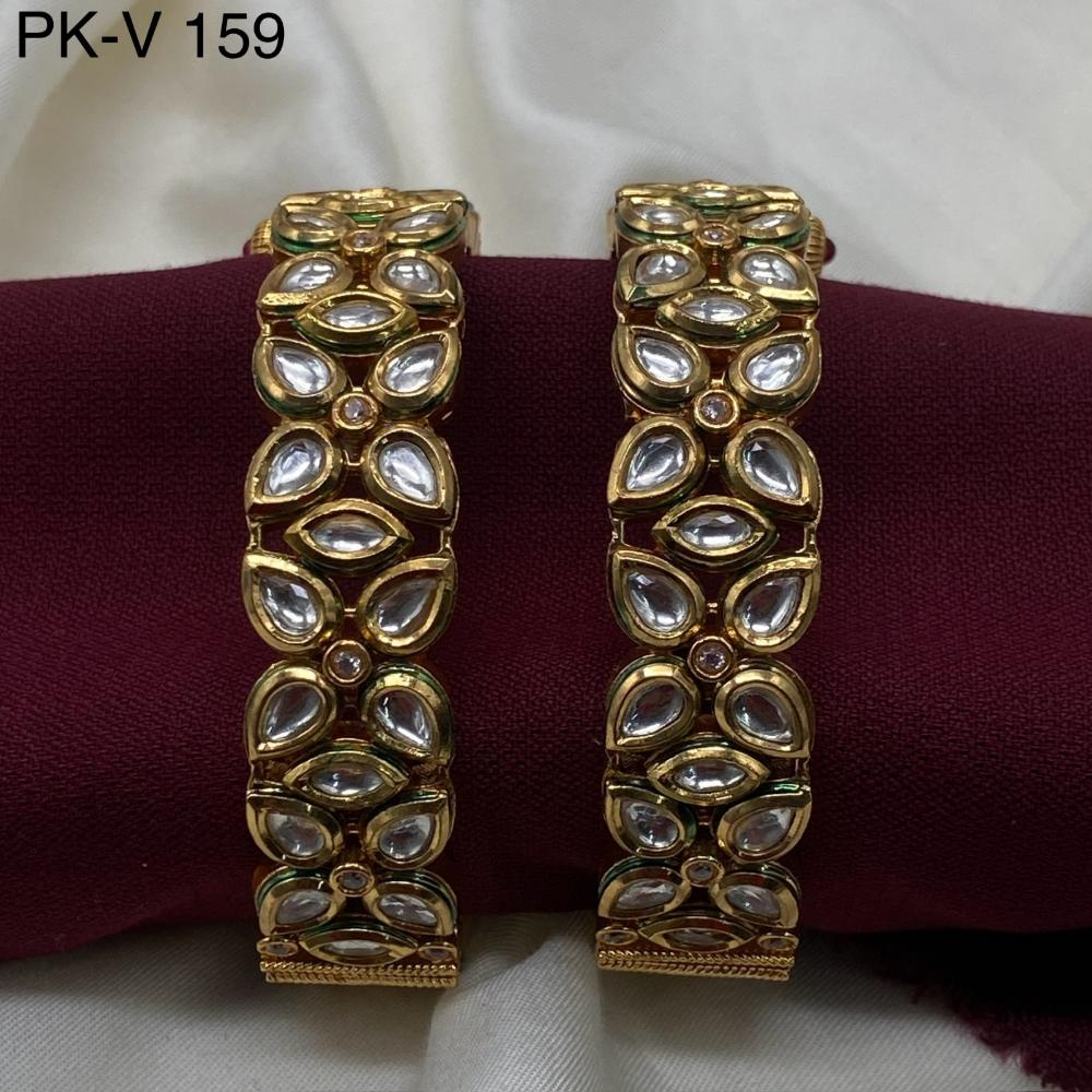 Amoliya Jewels Gold Plated Kundan Stone Openable Bangles Set