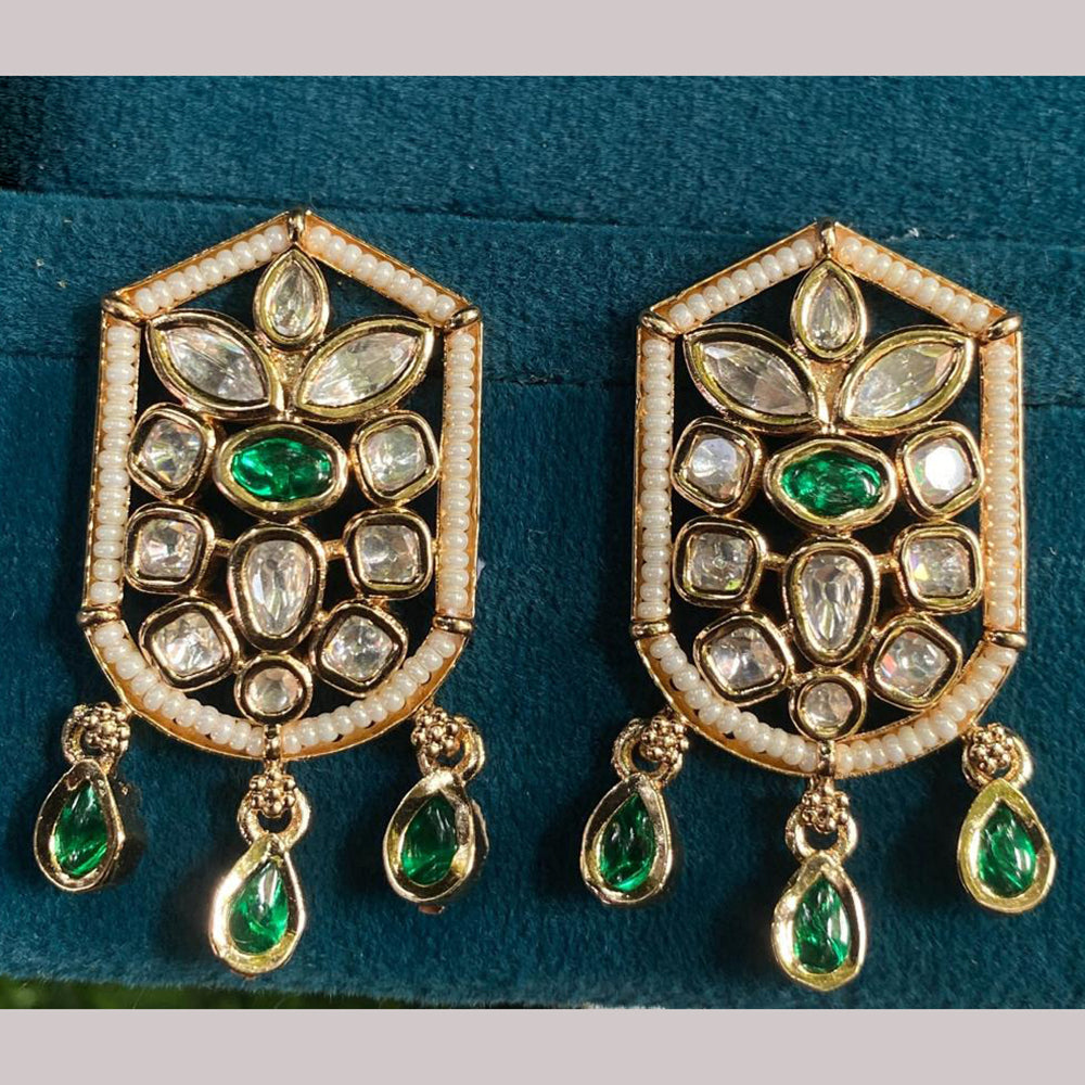 Amoliya Jewels Gold Plated Polki Kundan Stone Dangler Earrings