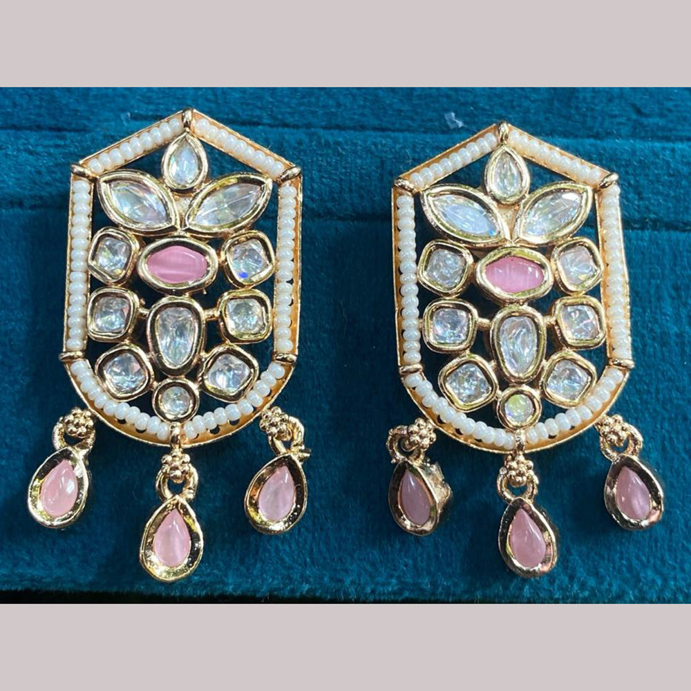 Amoliya Jewels Gold Plated Polki Kundan Stone Dangler Earrings