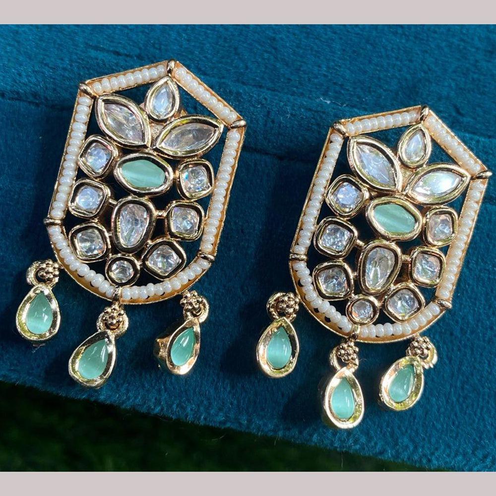 Amoliya Jewels Gold Plated Polki Kundan Stone Dangler Earrings