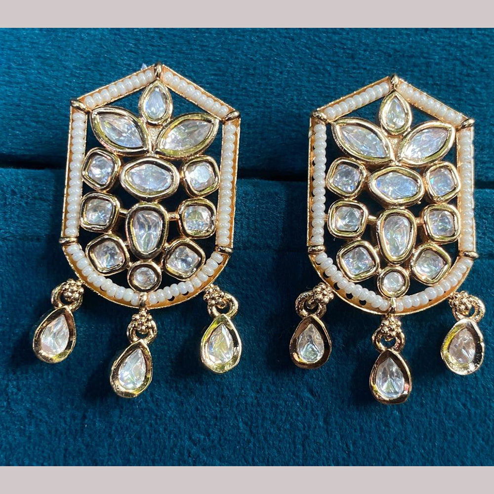 Amoliya Jewels Gold Plated Polki Kundan Stone Dangler Earrings