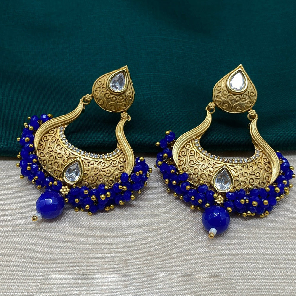 Amoliya Jewels Gold Plated Crystal Stone And Pearls Dangler Earrings