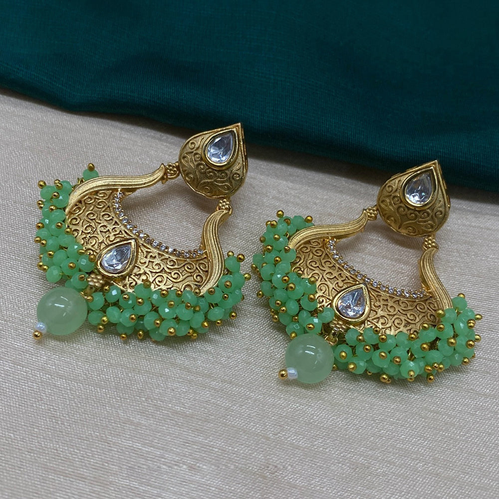 Amoliya Jewels Gold Plated Crystal Stone And Pearls Dangler Earrings