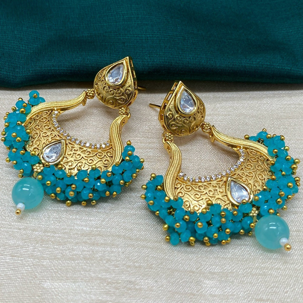 Amoliya Jewels Gold Plated Crystal Stone And Pearls Dangler Earrings
