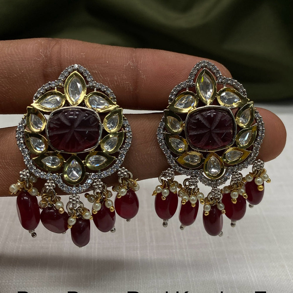 Amoliya Jewels Polki Kundan Stone And Beads Dangler Earrings