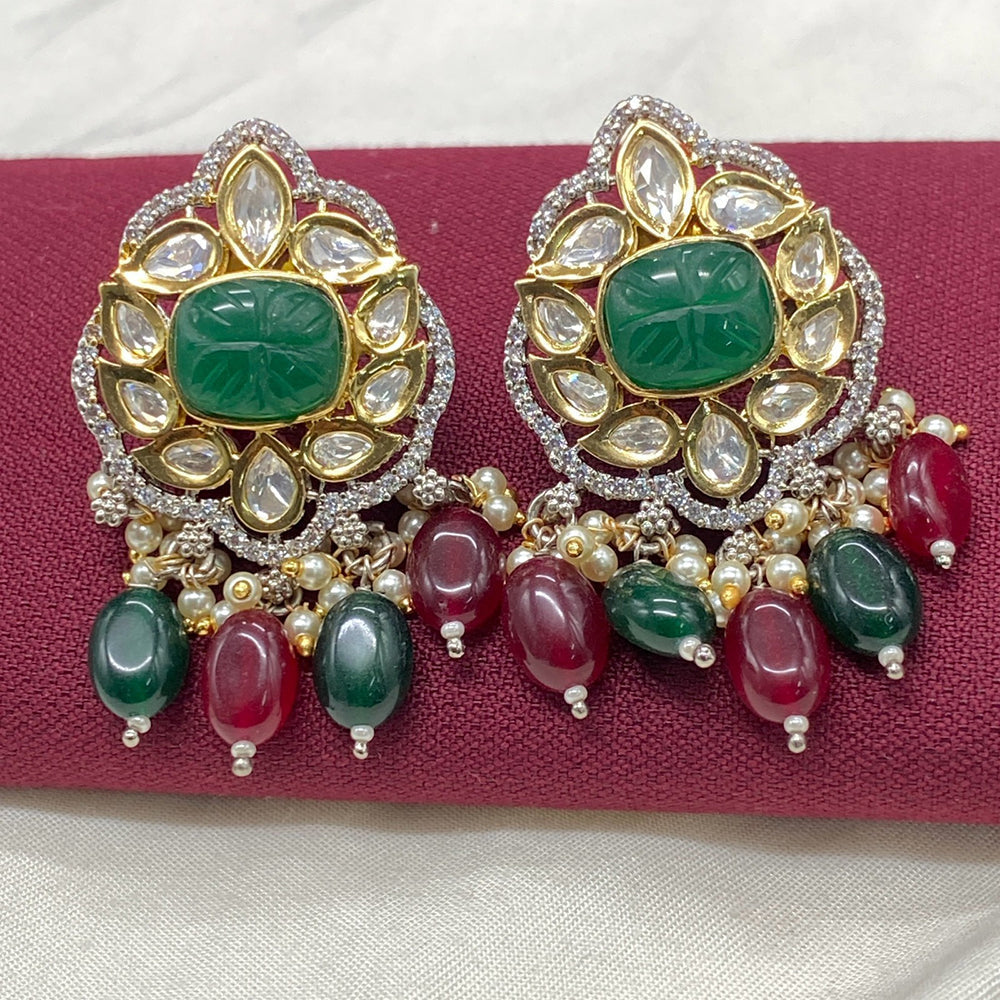 Amoliya Jewels Polki Kundan Stone And Beads Dangler Earrings