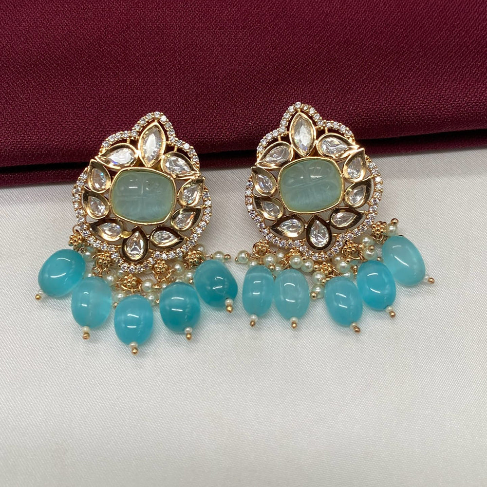 Amoliya Jewels Polki Kundan Stone And Beads Dangler Earrings