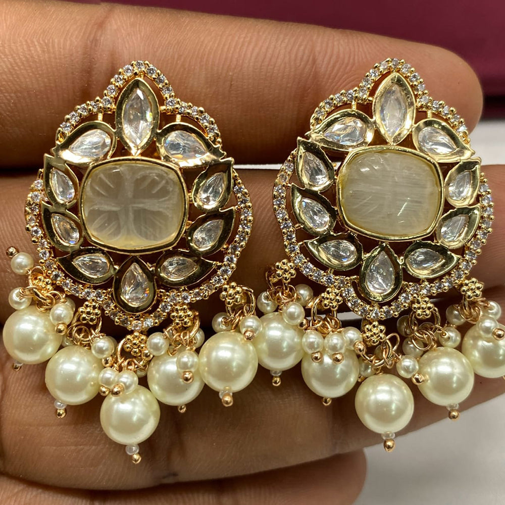 Amoliya Jewels Polki Kundan Stone And Beads Dangler Earrings
