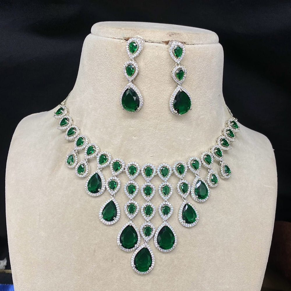 Amoliya Jewels Gold Plated American Dimond Necklace Set