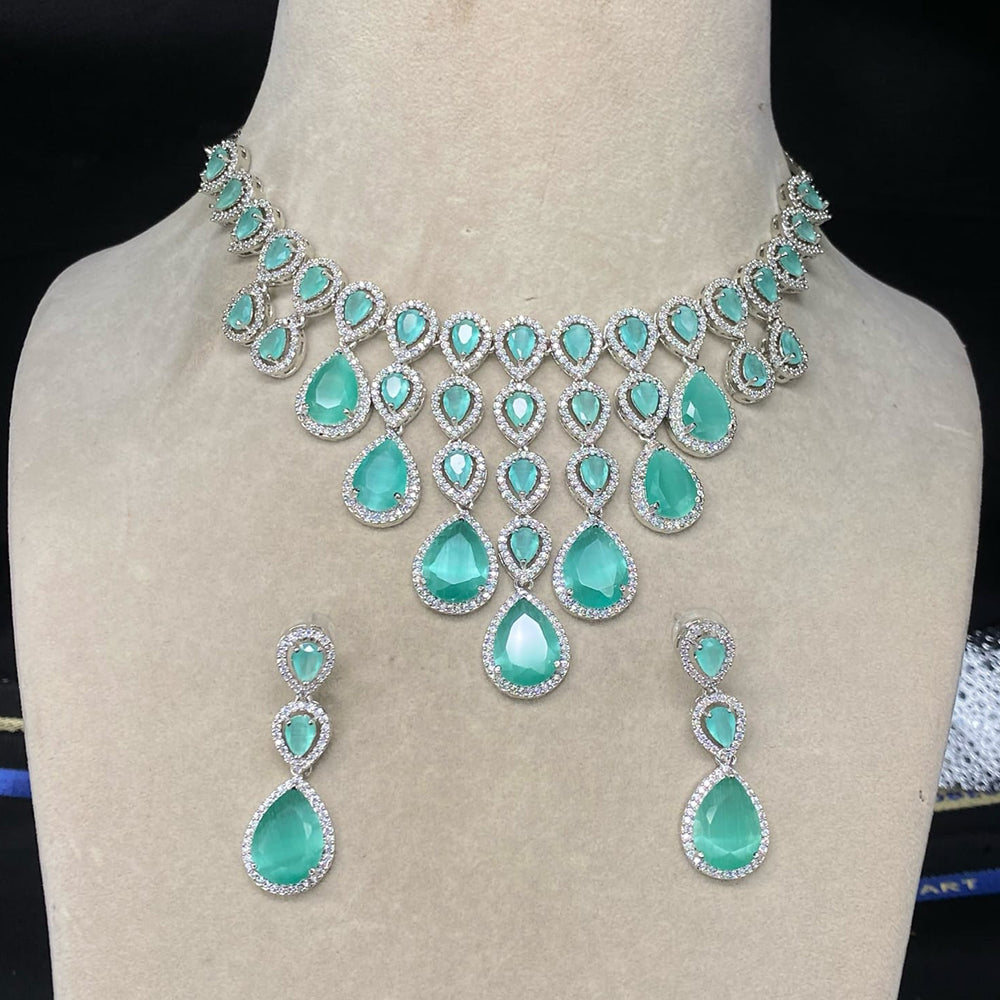 Amoliya Jewels Gold Plated American Dimond Necklace Set