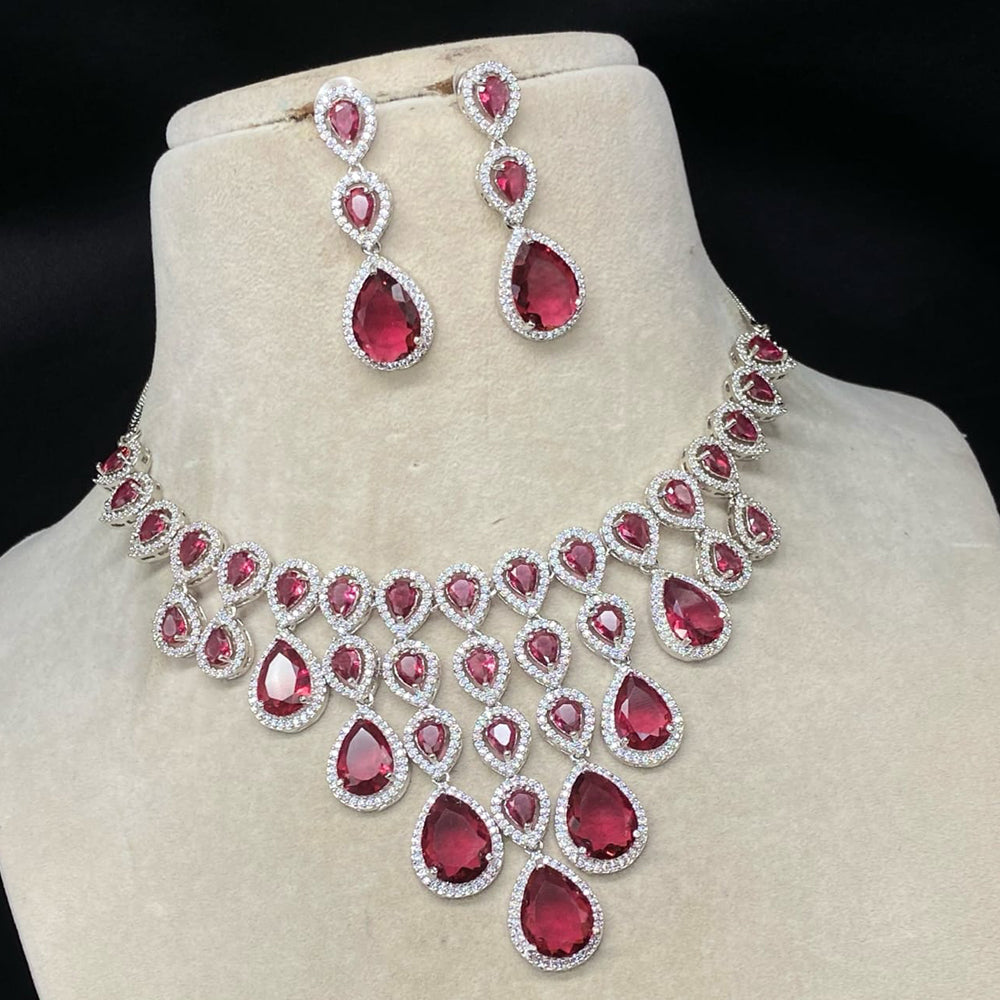 Amoliya Jewels Gold Plated American Dimond Necklace Set