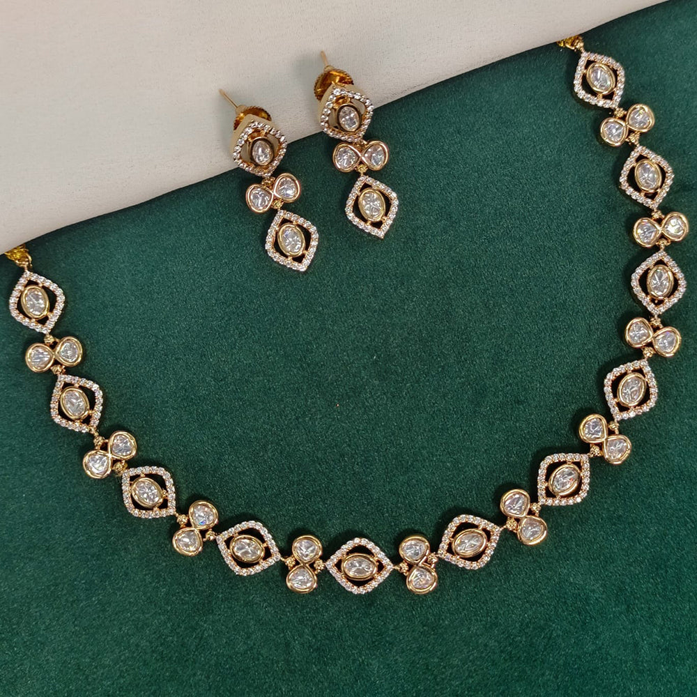 Amoliya Jewels Gold Plated Polki Kundan Necklace Set
