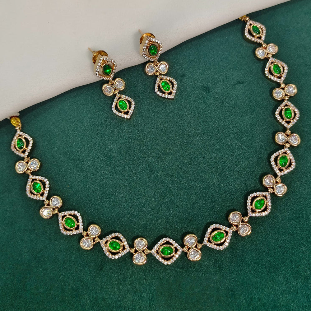 Amoliya Jewels Gold Plated Polki Kundan Necklace Set