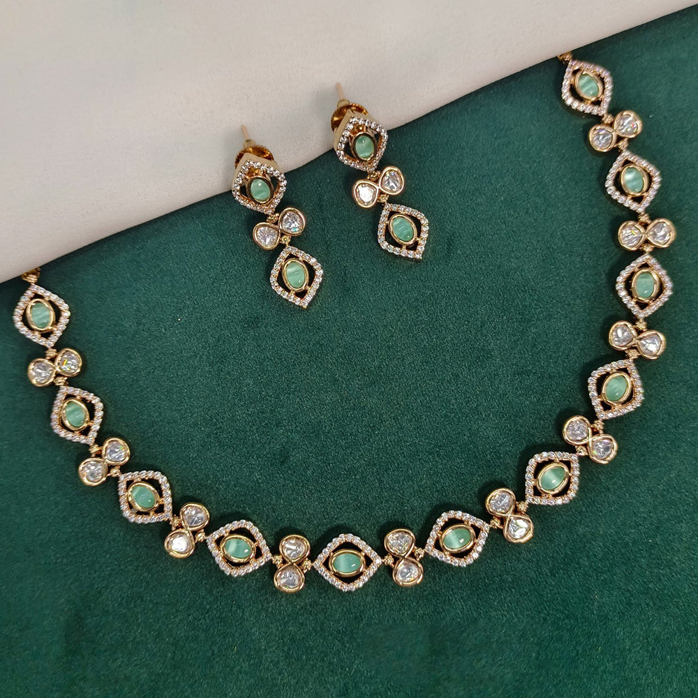 Amoliya Jewels Gold Plated Polki Kundan Necklace Set