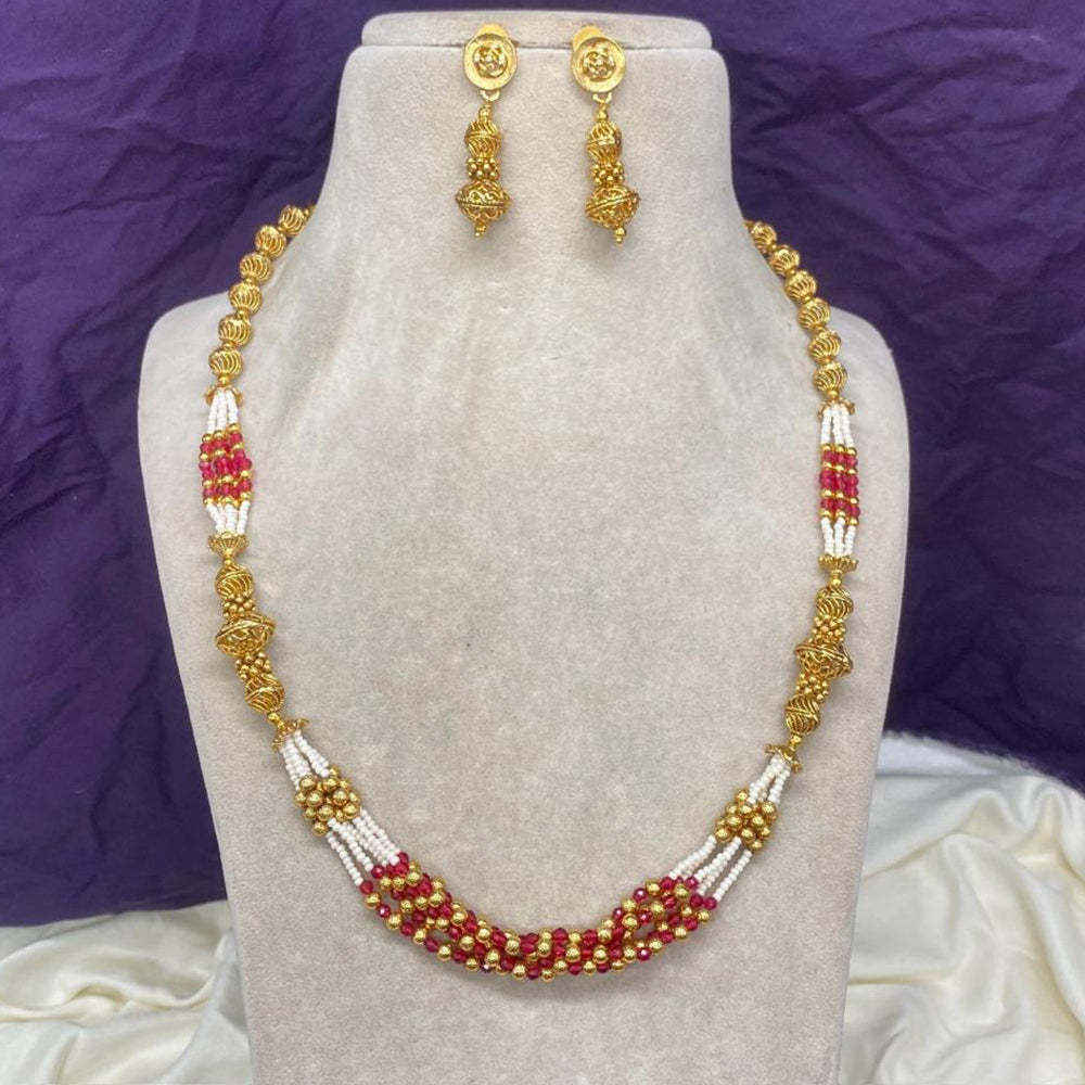 Amoliya Jewels Gold Plated Pearls Necklace Set