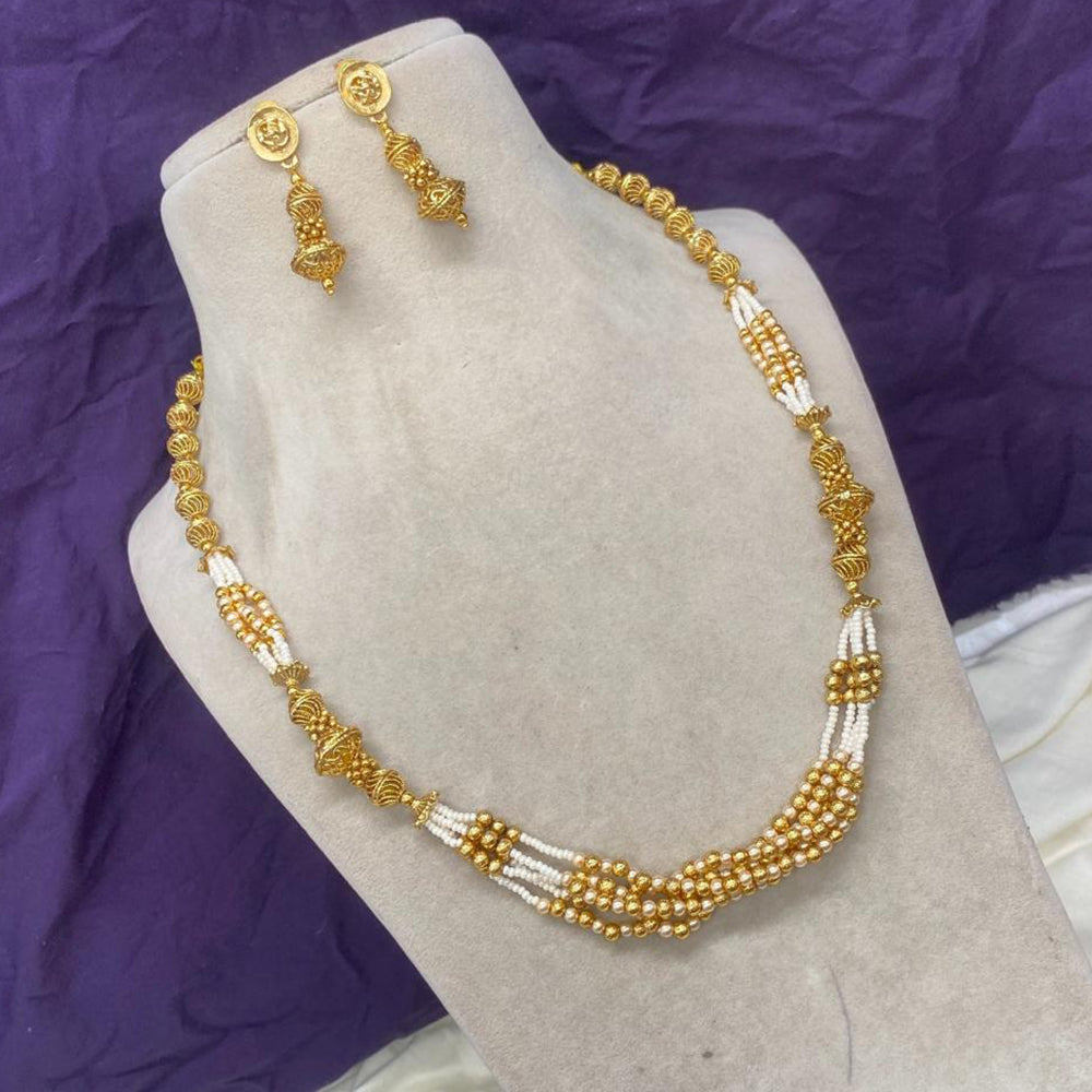 Amoliya Jewels Gold Plated Pearls Necklace Set