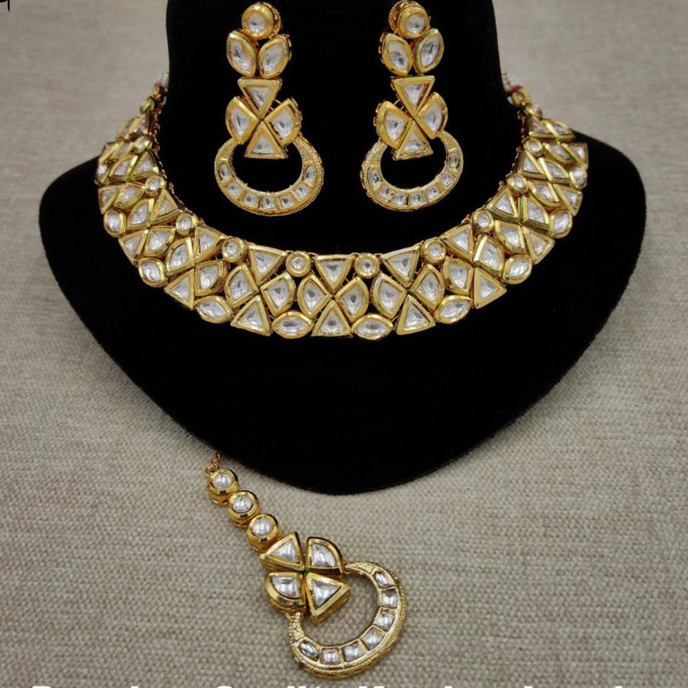 Amoliya Jewels Gold Plated Kundan Stone Necklace Set