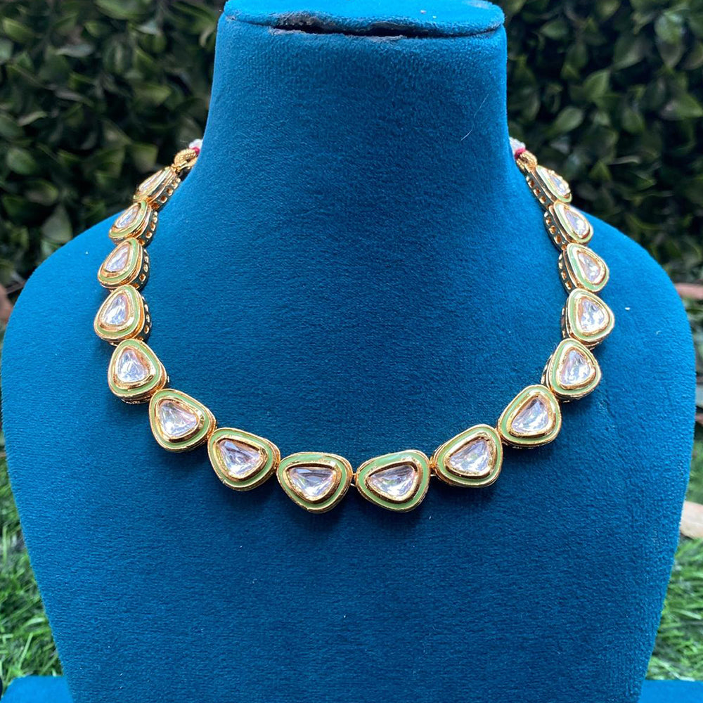 Amoliya Jewels Gold Plated Polki Kundan Stone And Meenakari Necklace