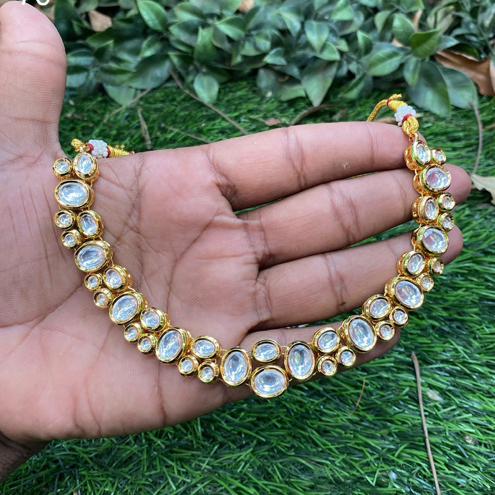Amoliya Jewels Gold Plated Kundan Stone And Pearl Necklace