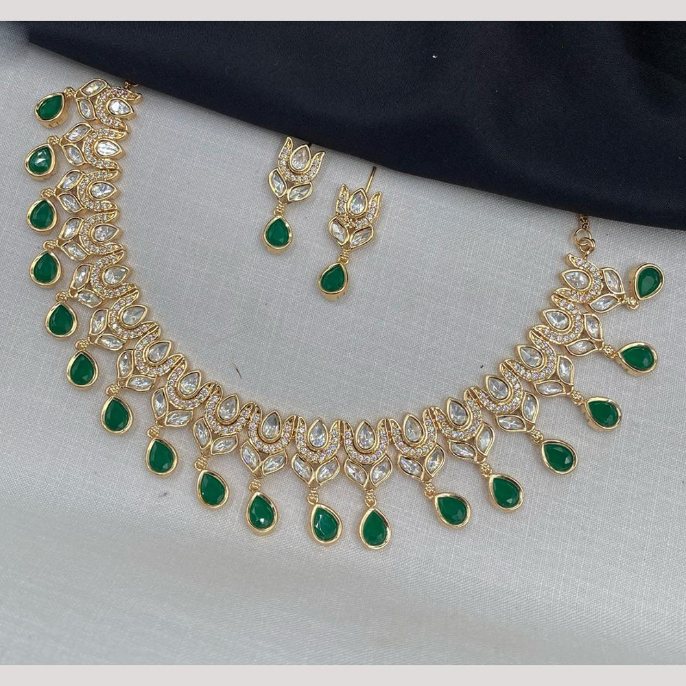 Amoliya Jewels Gold Plated Polki Kundan Stone Necklace Set