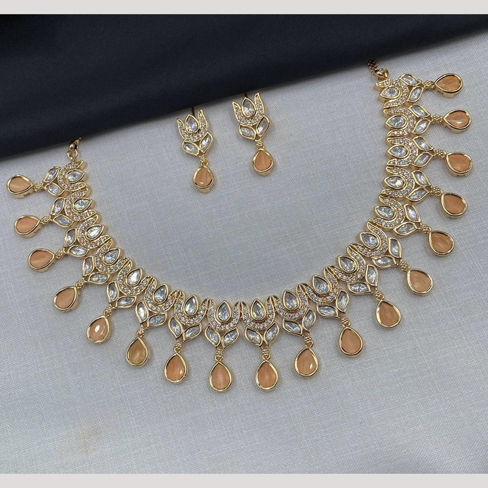 Amoliya Jewels Gold Plated Polki Kundan Stone Necklace Set