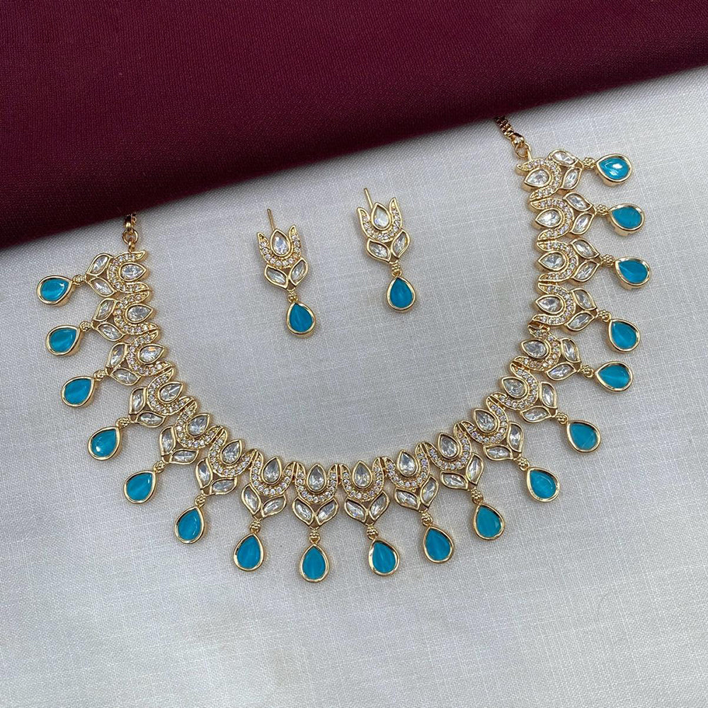 Amoliya Jewels Gold Plated Polki Kundan Stone Necklace Set