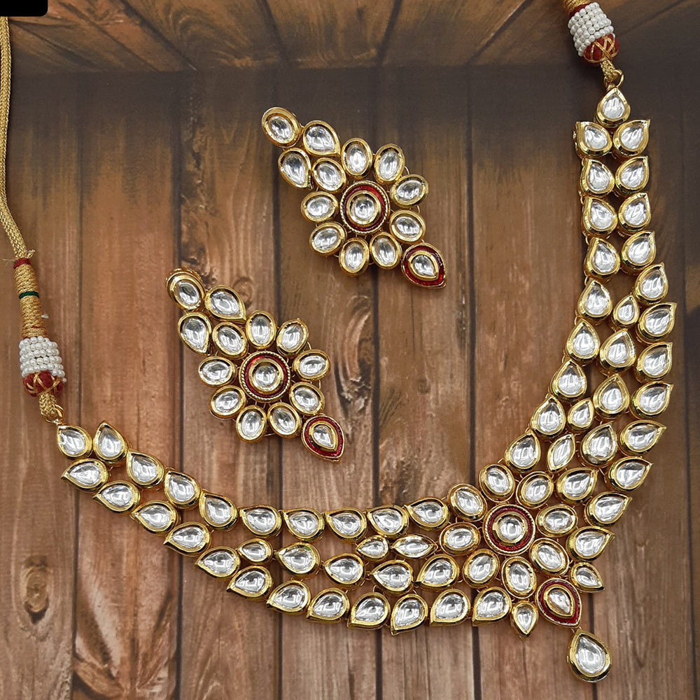 Amoliya Jewels Gold Plated Kundan Stone Necklace Set