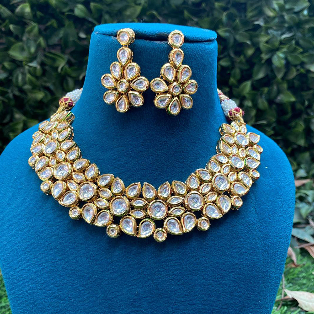 Amoliya Jewels Gold Plated Kundan Stone Necklace Set