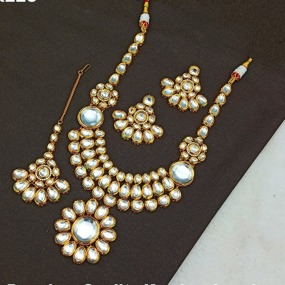 Amoliya Jewels Gold Plated Kundan Stone Necklace Set