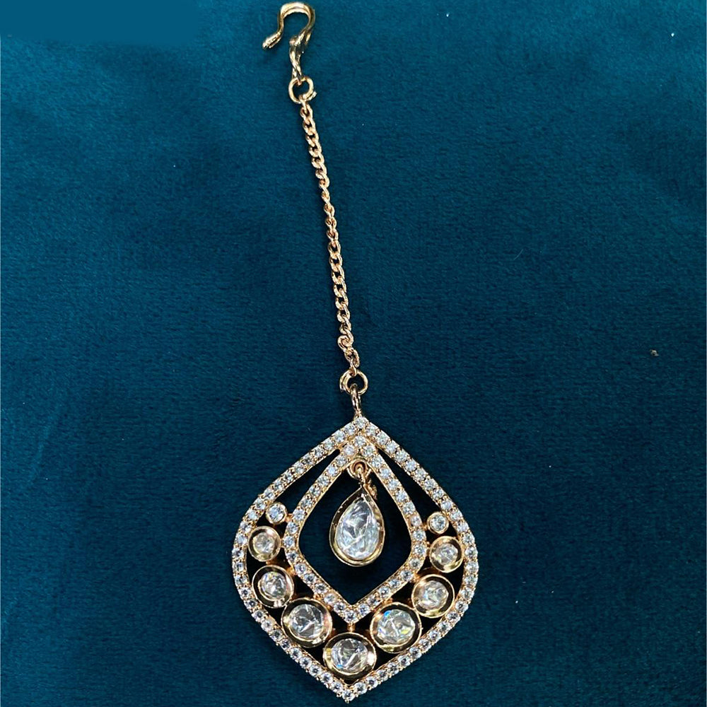 Amoliya Jewels Gold Plated Polki Kundan Maangtikka