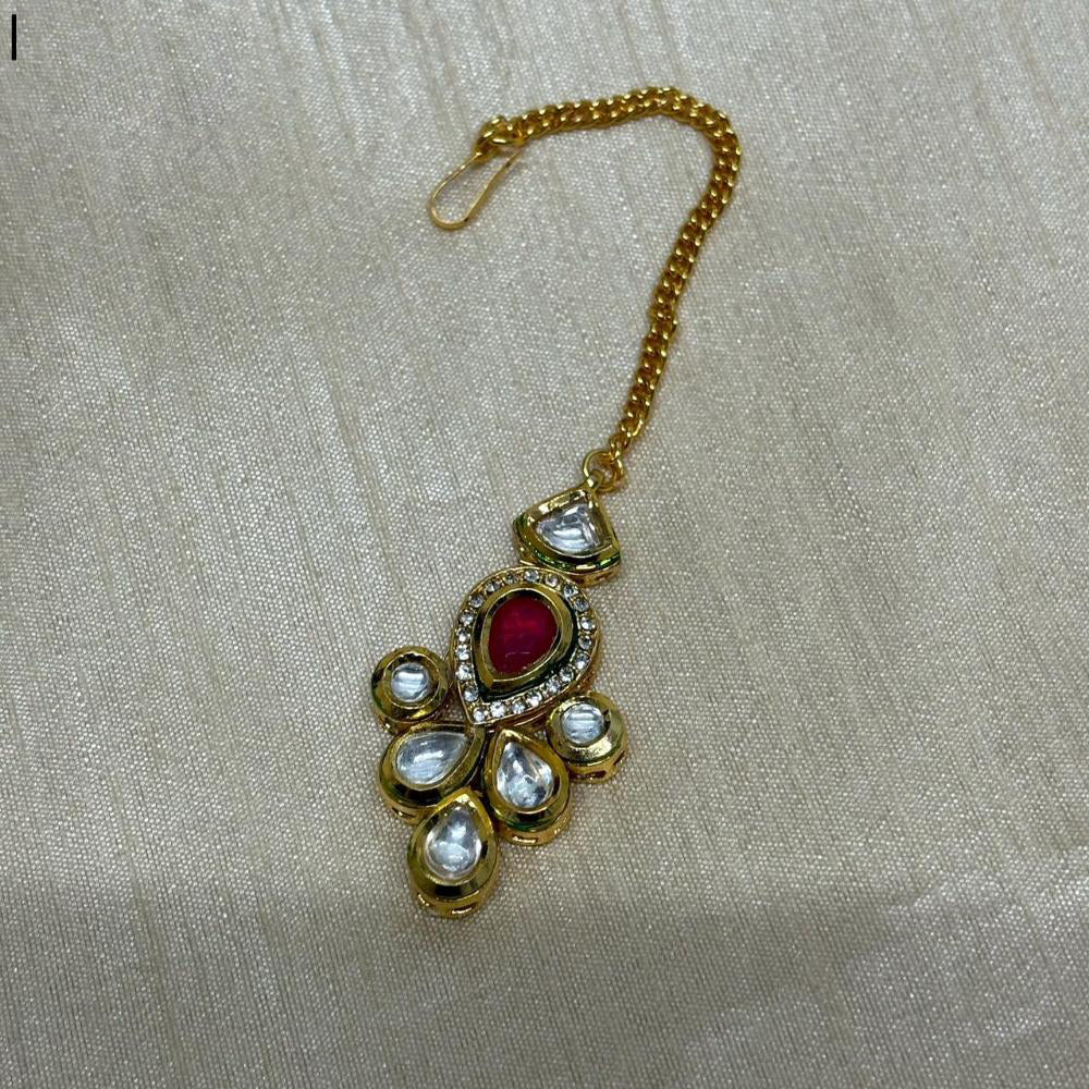Amoliya Jewels Gold Plated Kundan Stone Maangtikka
